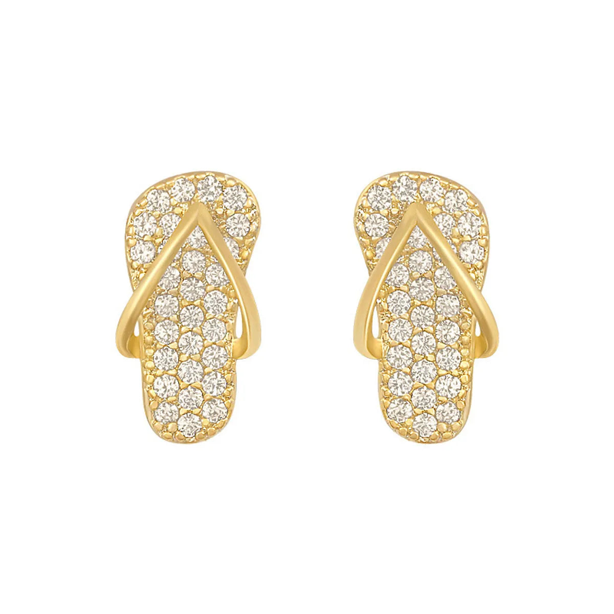 1 Pair Casual Slippers Inlay Alloy Rhinestones Ear Studs