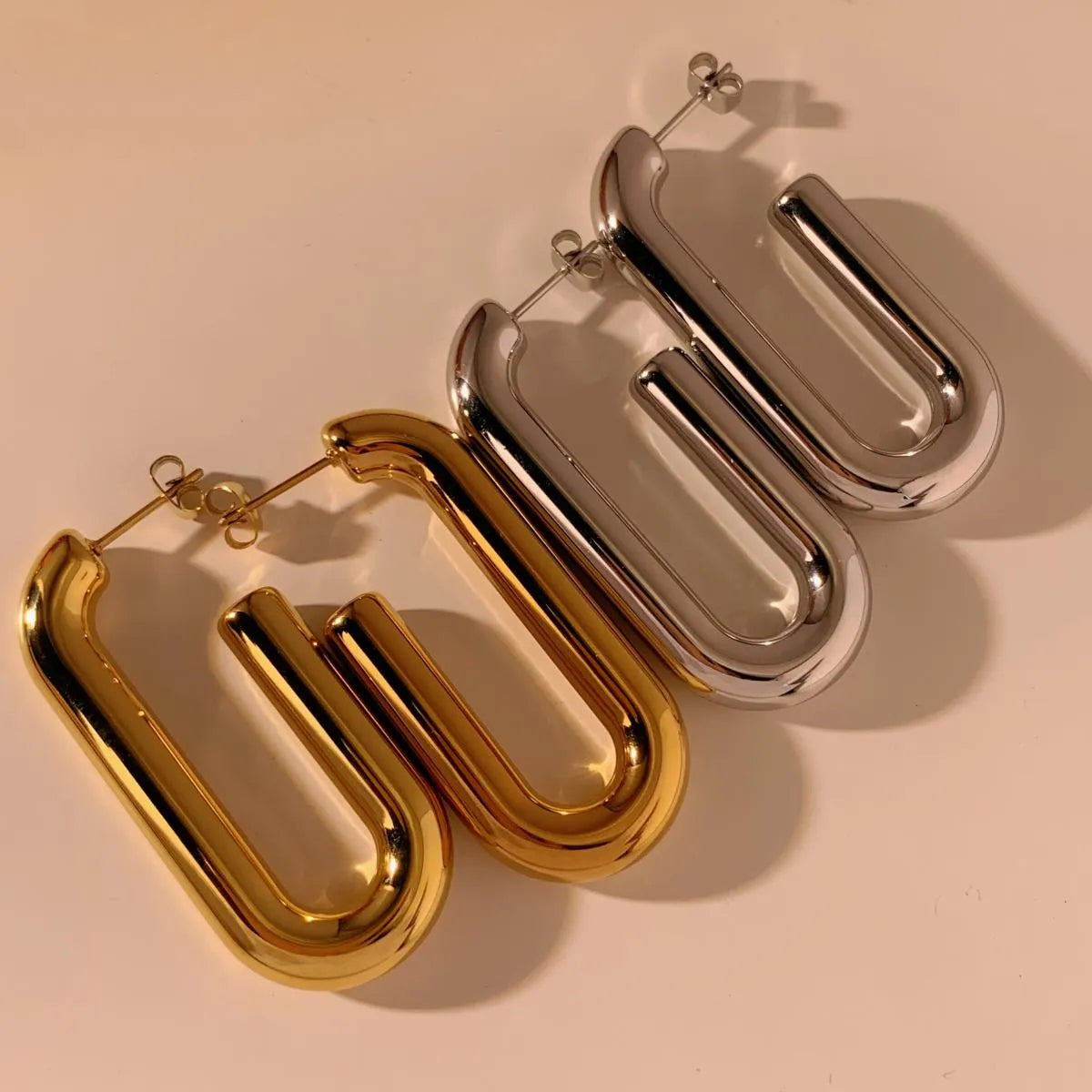 1 Pair Casual Solid Color 304 Stainless Steel No Inlaid 16K Gold Plated White Gold Plated Gold Plated Ear Studs