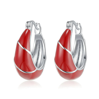 1 Pair Casual Solid Color Epoxy Plating Sterling Silver White Gold Plated Earrings