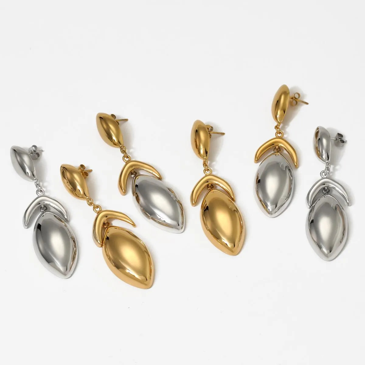 1 Pair Casual Solid Color Plating 304 Stainless Steel 16K Gold Plated White Gold Plated Gold Plated Drop Earrings