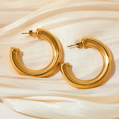 1 Pair Casual Solid Color Plating 304 Stainless Steel 16K Gold Plated White Gold Plated Gold Plated Earrings