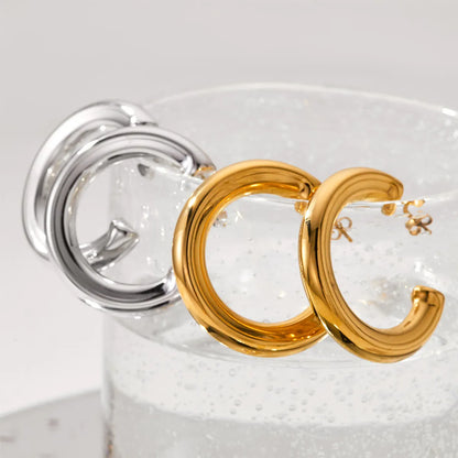 1 Pair Casual Solid Color Plating 304 Stainless Steel 16K Gold Plated White Gold Plated Gold Plated Earrings