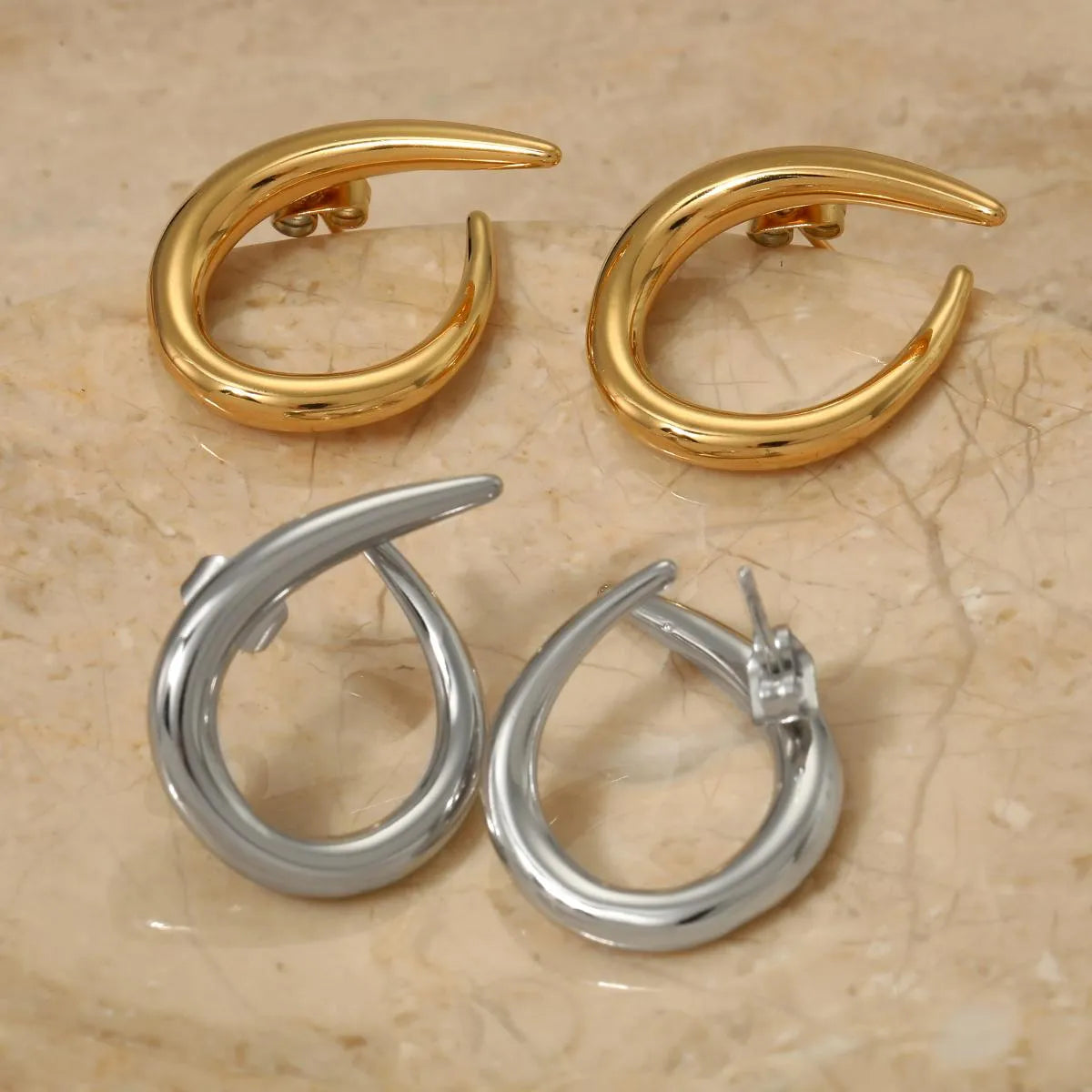 1 Pair Casual Solid Color Plating 316 Stainless Steel  16K Gold Plated White Gold Plated Gold Plated Ear Studs