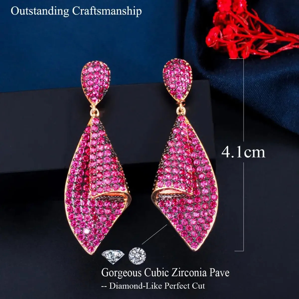 1 Pair Casual Solid Color Plating Inlay Copper Zircon Rhodium Plated Silver Plated Drop Earrings