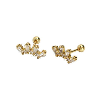 1 Pair Casual Solid Color Plating Inlay Sterling Silver Zircon Ear Studs