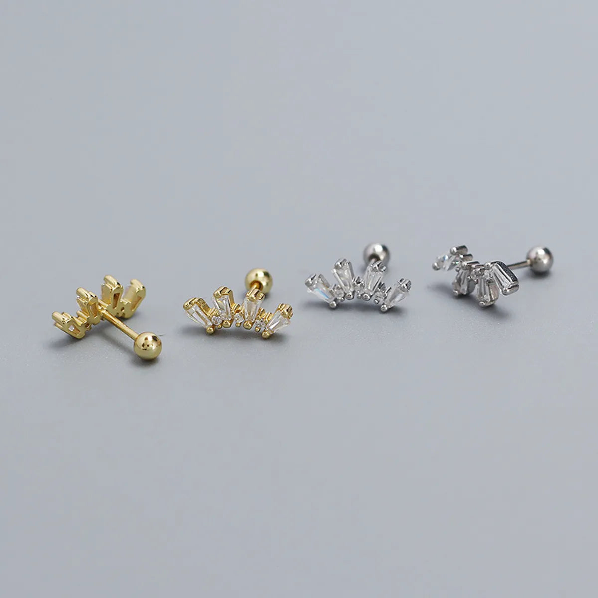 1 Pair Casual Solid Color Plating Inlay Sterling Silver Zircon Ear Studs