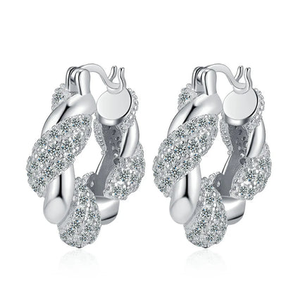 1 Pair Casual Solid Color Plating Inlay Sterling Silver Zircon White Gold Plated Earrings