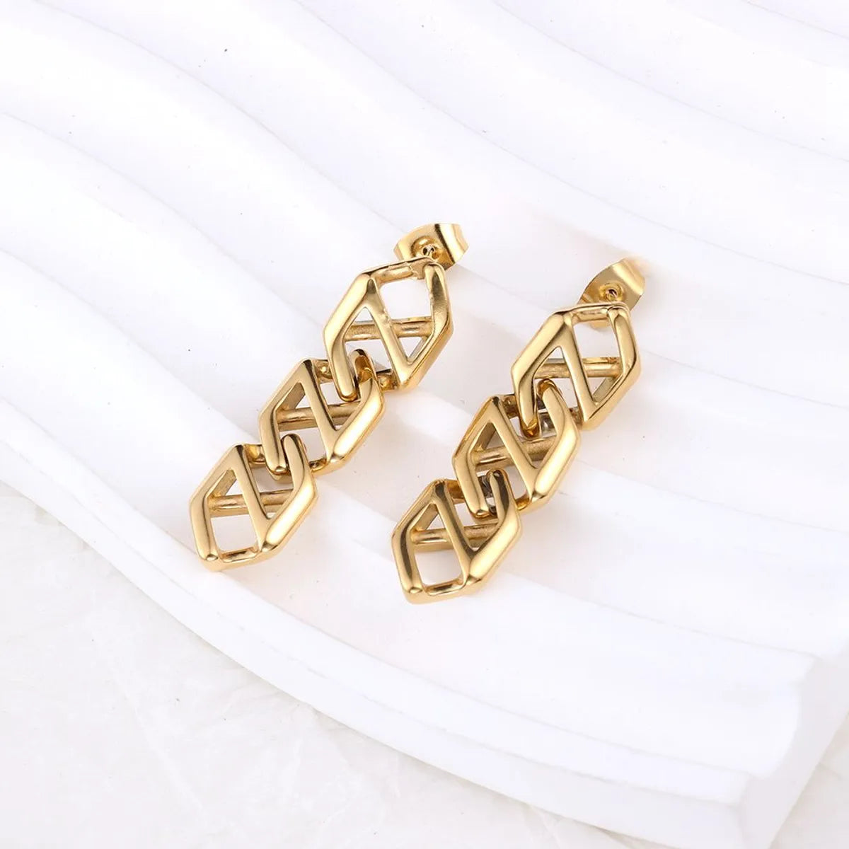 1 Pair Casual Solid Color Plating Stainless Steel 18K Gold Plated Drop Earrings