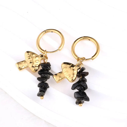 1 Pair Casual Solid Color Plating Stainless Steel 18K Gold Plated Drop Earrings