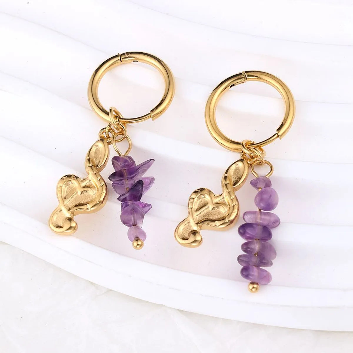 1 Pair Casual Solid Color Plating Stainless Steel 18K Gold Plated Drop Earrings