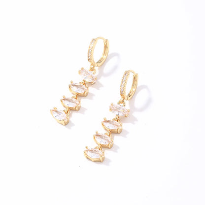 1 Pair Casual Square Oval Plating Inlay Copper Zircon Gold Plated Drop Earrings