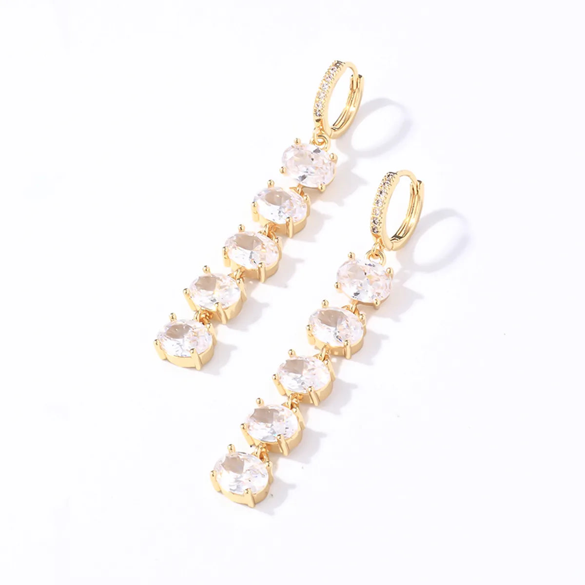 1 Pair Casual Square Oval Plating Inlay Copper Zircon Gold Plated Drop Earrings