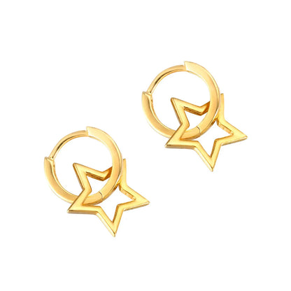 1 Pair Casual Star Copper Plating Earrings