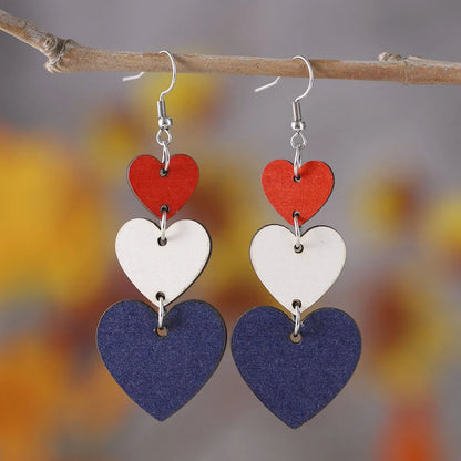 1 Pair Casual Star Heart Shape 304 Stainless Steel Wood Drop Earrings