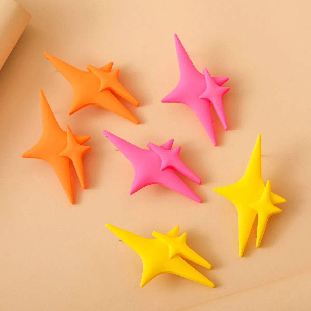 1 Pair Casual Star Stoving Varnish Resin Ear Studs