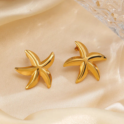 1 Pair Casual Starfish Plating 304 Stainless Steel 18K Gold Plated Ear Studs