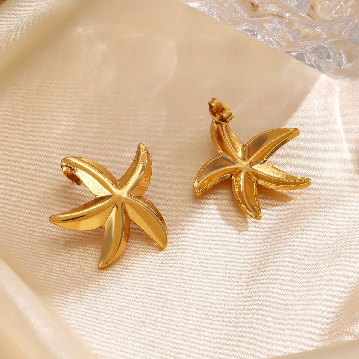 1 Pair Casual Starfish Plating 304 Stainless Steel 18K Gold Plated Ear Studs