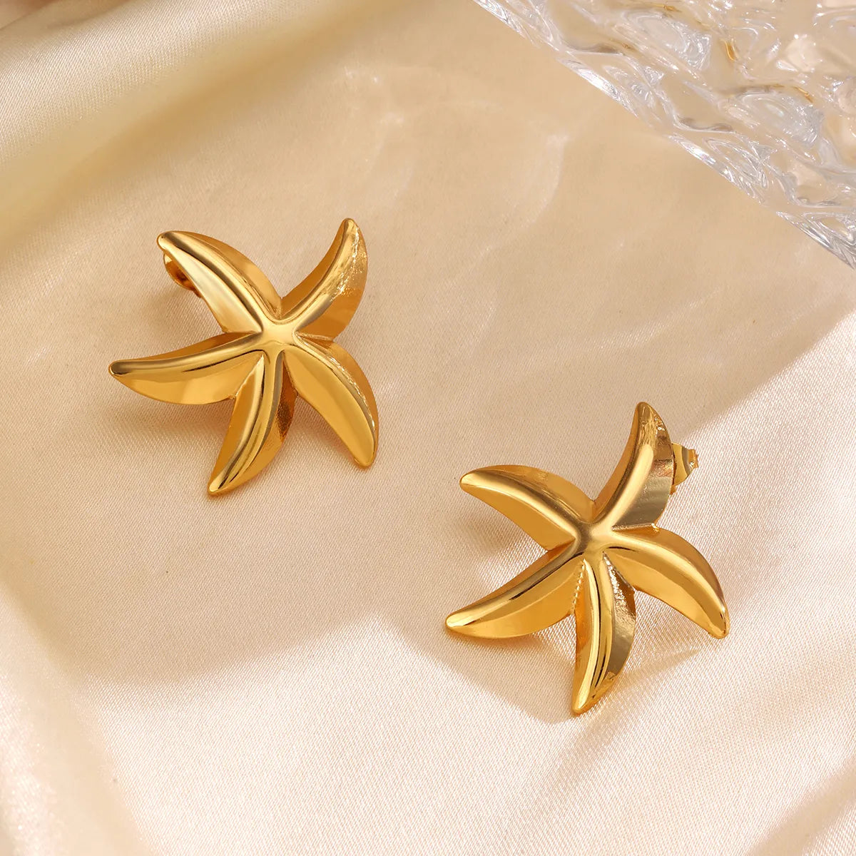 1 Pair Casual Starfish Plating 304 Stainless Steel 18K Gold Plated Ear Studs