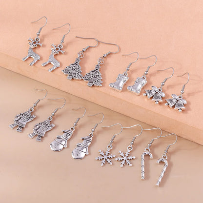 1 Pair Casual Streetwear Christmas Tree Snowflake Zinc Alloy Drop Earrings