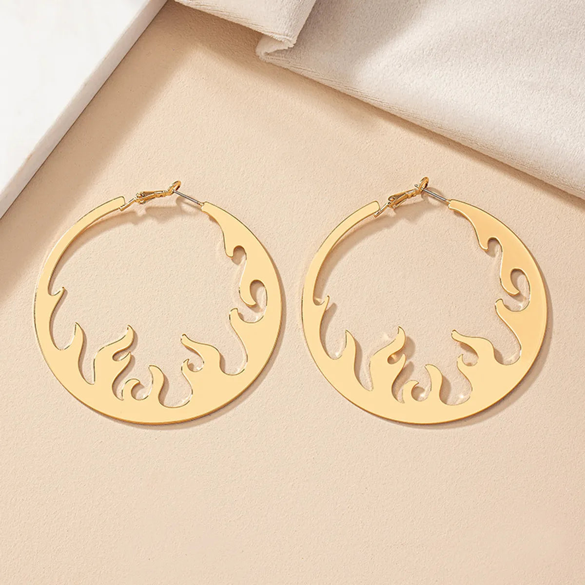 1 Pair Casual Streetwear Circle Flame Plating Alloy Gold Plated Hoop Earrings