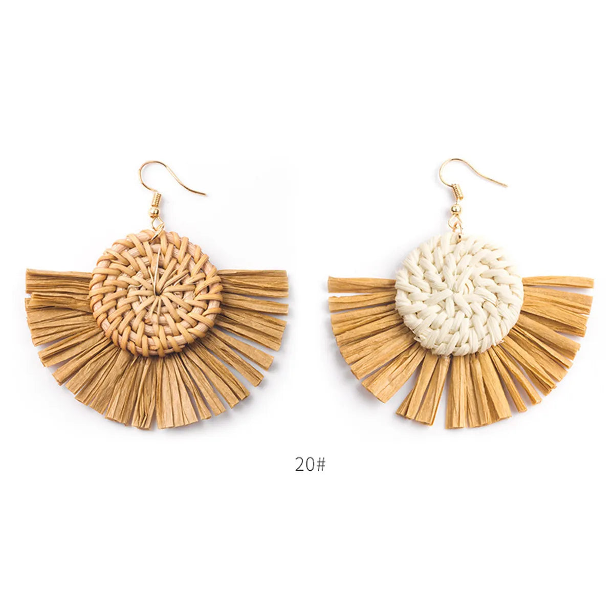 1 Pair Casual Streetwear Geometric Plating Raffia Rattan Drop Earrings