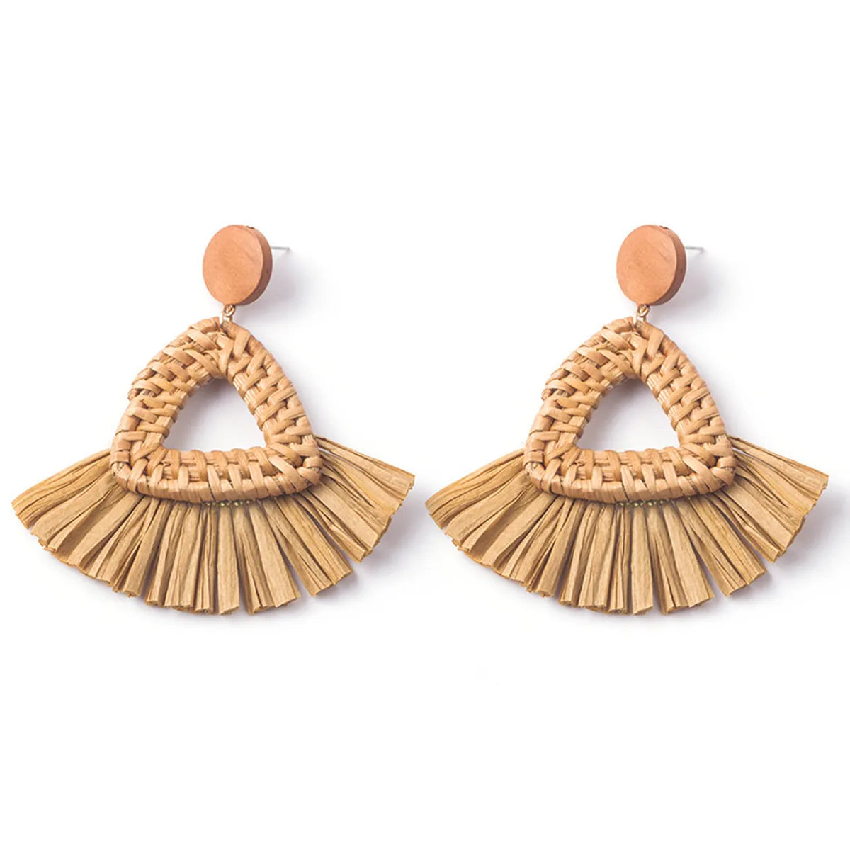 1 Pair Casual Streetwear Geometric Plating Raffia Rattan Drop Earrings