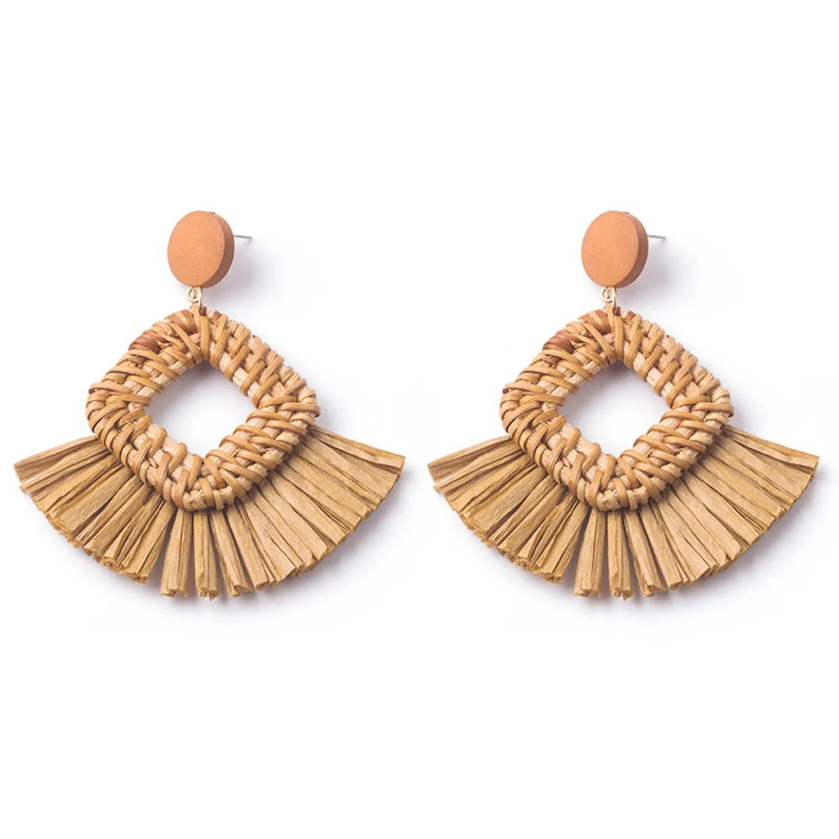 1 Pair Casual Streetwear Geometric Plating Raffia Rattan Drop Earrings