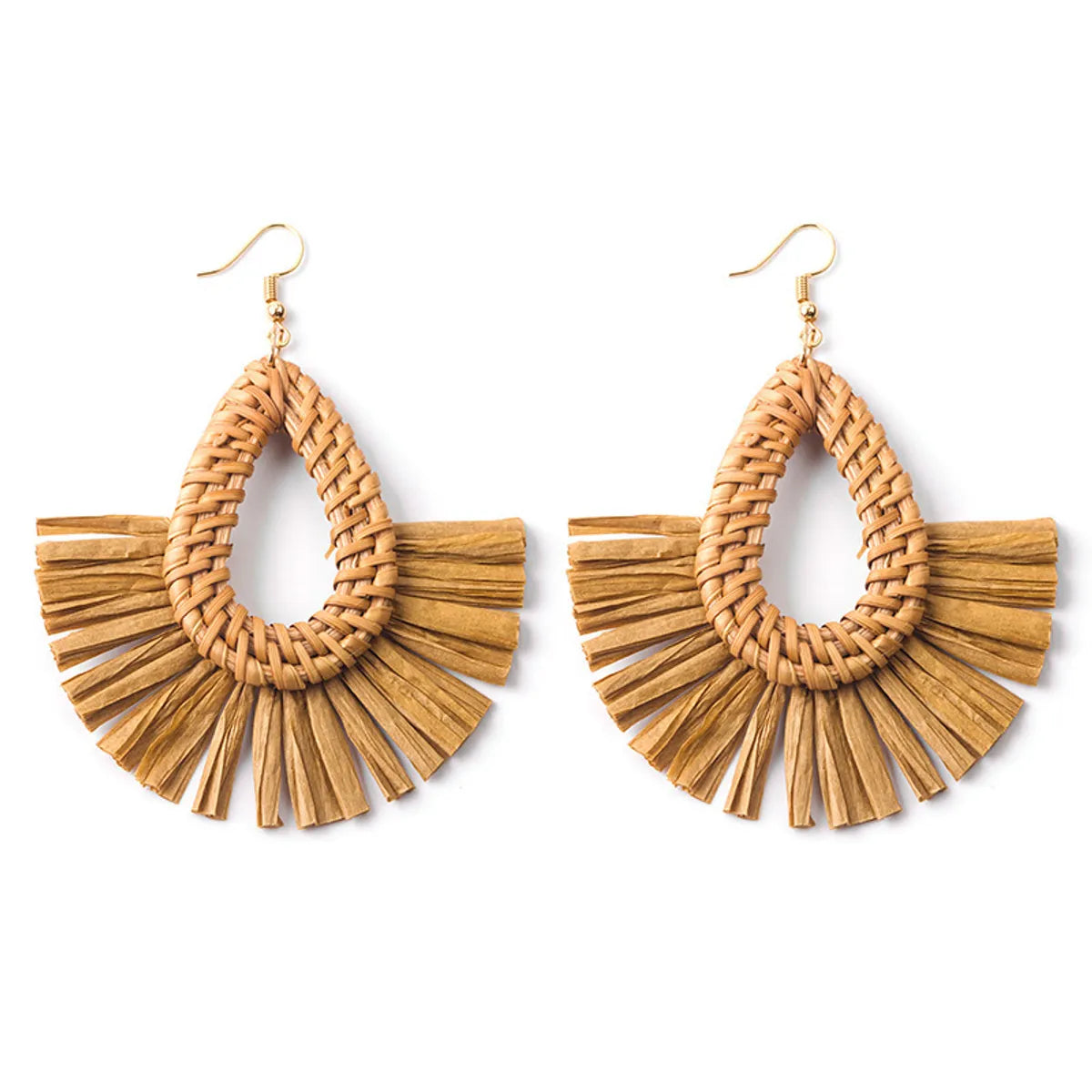 1 Pair Casual Streetwear Geometric Plating Raffia Rattan Drop Earrings