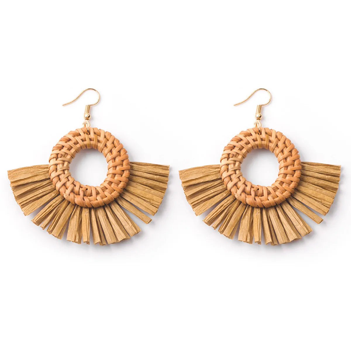 1 Pair Casual Streetwear Geometric Plating Raffia Rattan Drop Earrings