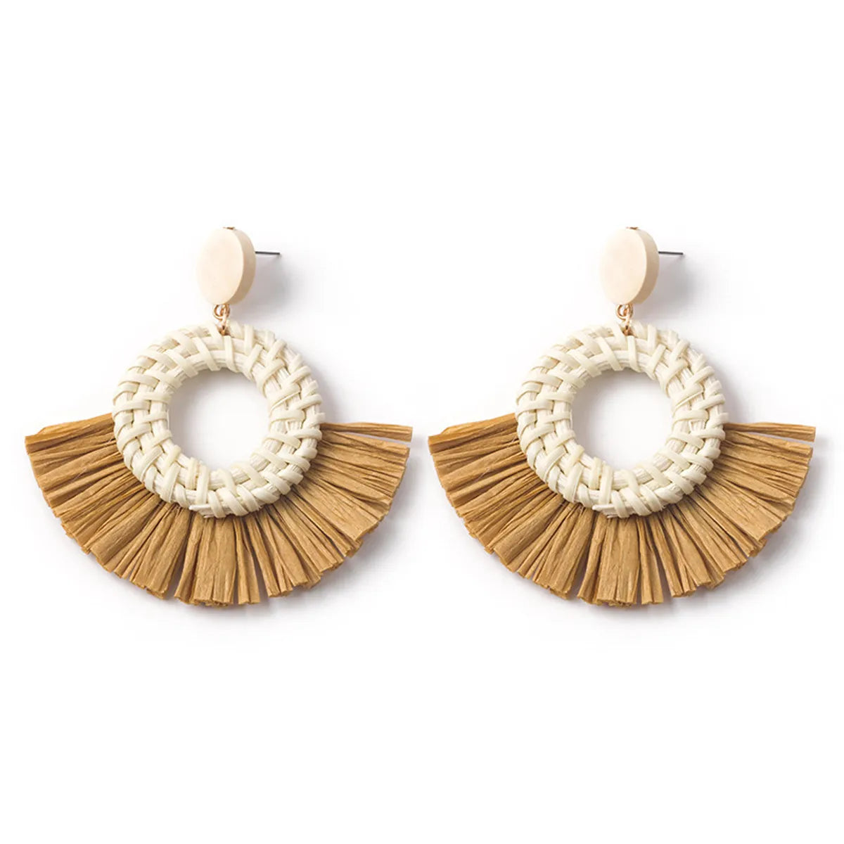 1 Pair Casual Streetwear Geometric Plating Raffia Rattan Drop Earrings