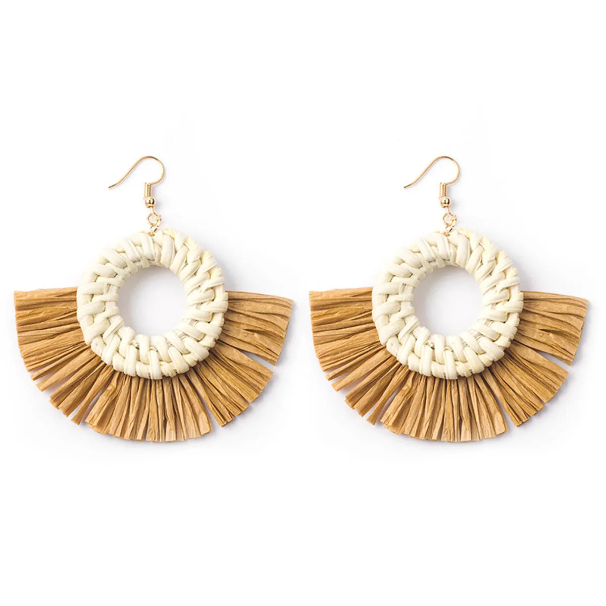 1 Pair Casual Streetwear Geometric Plating Raffia Rattan Drop Earrings