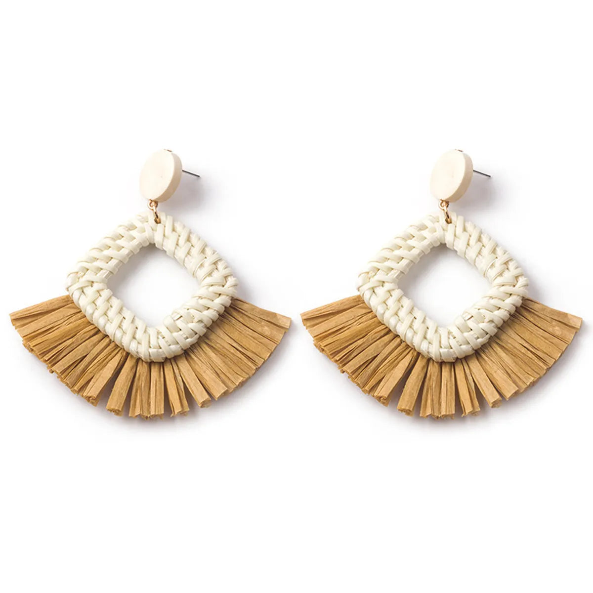 1 Pair Casual Streetwear Geometric Plating Raffia Rattan Drop Earrings