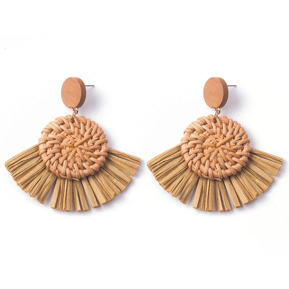 1 Pair Casual Streetwear Geometric Plating Raffia Rattan Drop Earrings