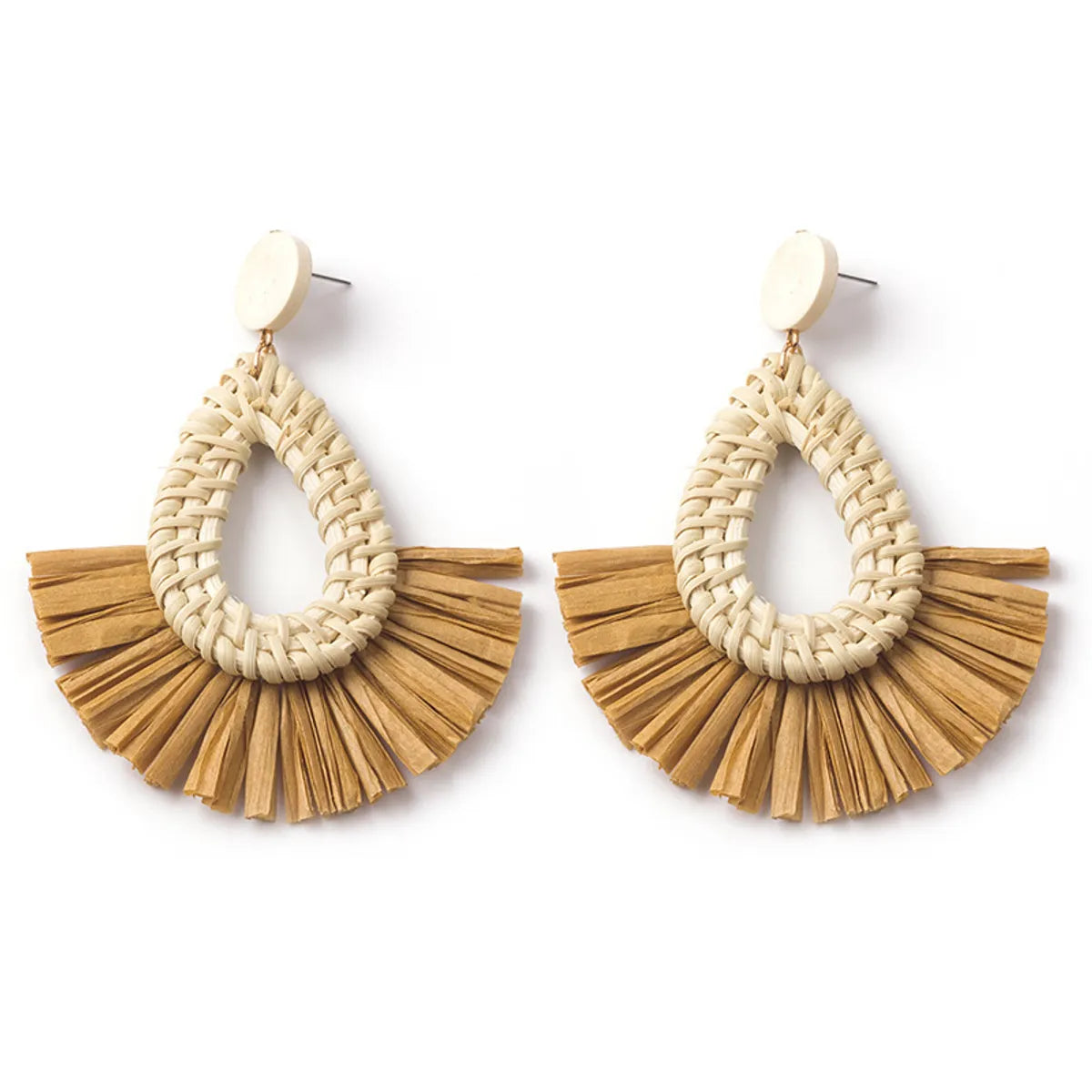 1 Pair Casual Streetwear Geometric Plating Raffia Rattan Drop Earrings