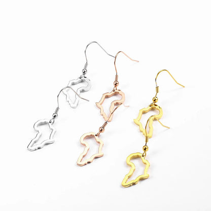 1 Pair Casual Streetwear Map Plating Stainless Steel 18K Gold Plated Drop Earrings