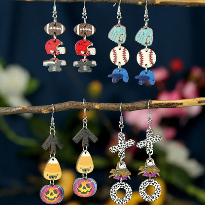 1 Pair Casual Streetwear Pumpkin Letter Wood Drop Earrings