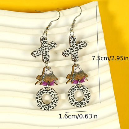 1 Pair Casual Streetwear Pumpkin Letter Wood Drop Earrings