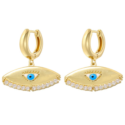 1 Pair Casual Streetwear Triangle Eye Plating Inlay Copper Zircon 18K Gold Plated Drop Earrings