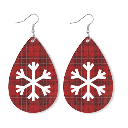 1 Pair Casual Streetwear Water Droplets Snowflake Pu Leather Drop Earrings