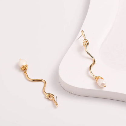 1 Pair Casual Streetwear Waves Resin Copper Drop Earrings