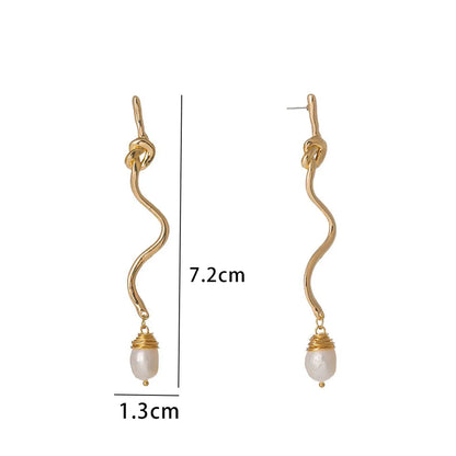 1 Pair Casual Streetwear Waves Resin Copper Drop Earrings