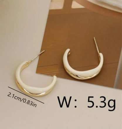 1 Pair Casual Sweet Artistic C Shape Enamel Copper 18K Gold Plated Ear Studs