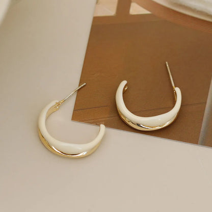 1 Pair Casual Sweet Artistic C Shape Enamel Copper 18K Gold Plated Ear Studs