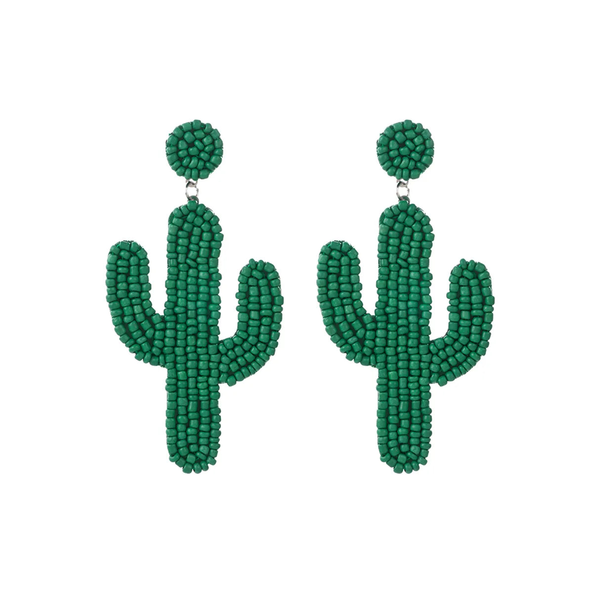 1 Pair Casual Sweet Artistic Cactus Beaded Handmade Beaded Nonwoven Glass Drop Earrings