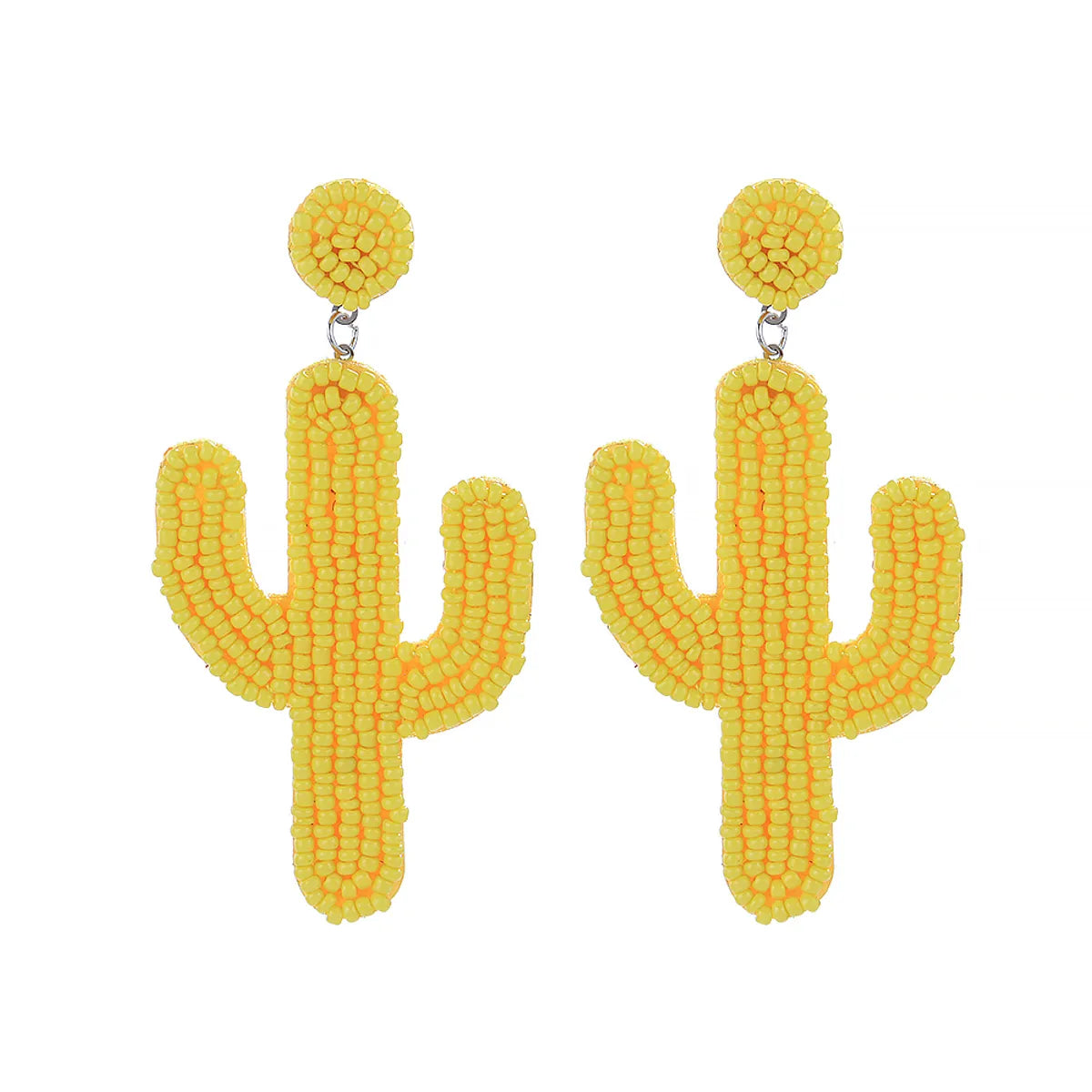 1 Pair Casual Sweet Artistic Cactus Beaded Handmade Beaded Nonwoven Glass Drop Earrings