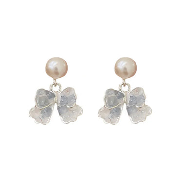 1 Pair Casual Sweet Butterfly Bow Knot Plating Inlay Alloy Artificial Crystal Pearl Drop Earrings