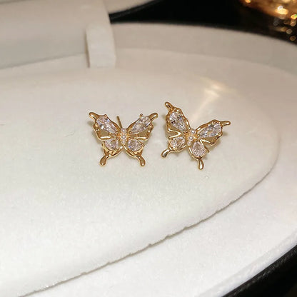 1 Pair Casual Sweet Butterfly Inlay Copper Zircon Ear Studs