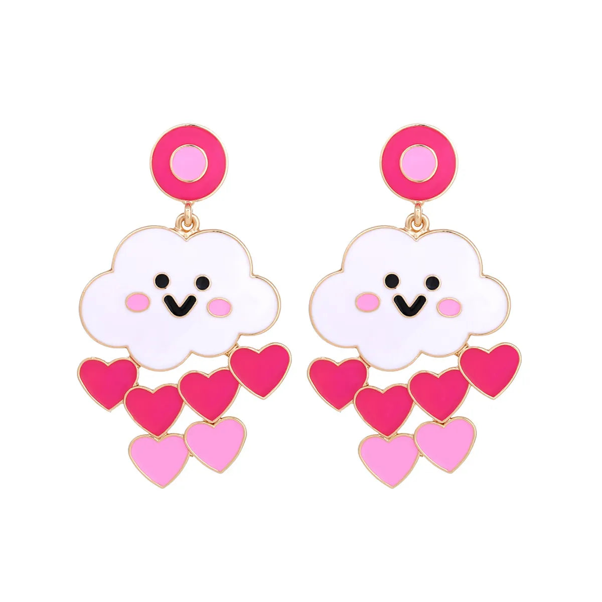 1 Pair Casual Sweet Clouds Heart Shape Emoji Face Enamel Zinc Alloy Drop Earrings