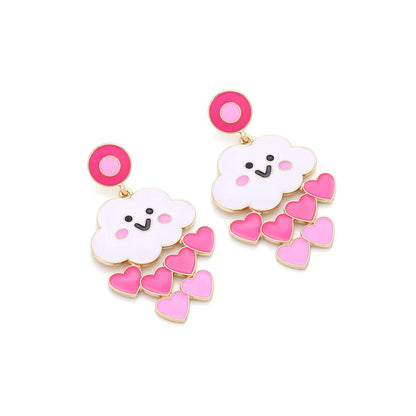 1 Pair Casual Sweet Clouds Heart Shape Emoji Face Enamel Zinc Alloy Drop Earrings