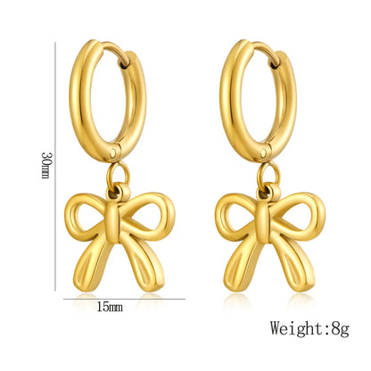 1 Pair Casual Sweet Commute Bow Knot 304 Stainless Steel 18K Gold Plated Drop Earrings